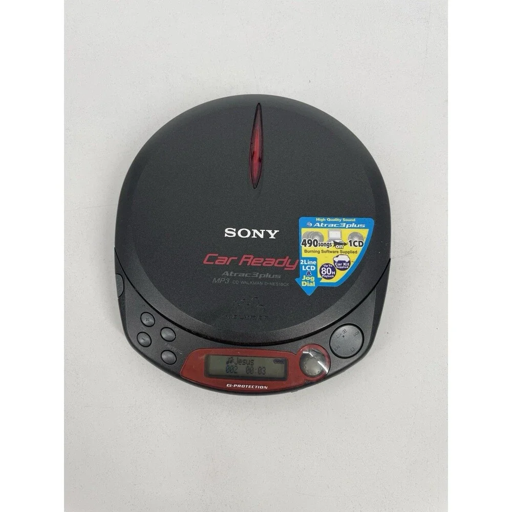 Sony D-NE518CK MP3 ATRAC3 CD Walkman Tested w/ OEM AC Adapter Car Kit Manual